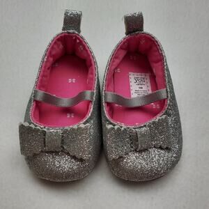 Carter's Silver Sparkles Shoes Sz 2 Infant